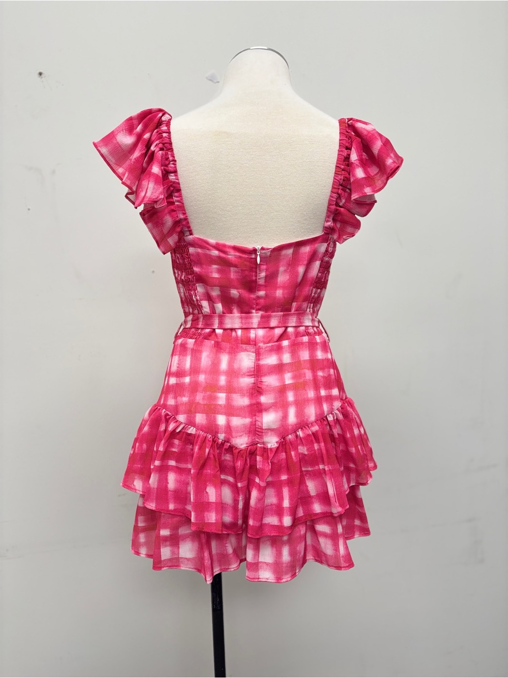 Pink Plaid Ruffle Romper - Picture 2 of 3
